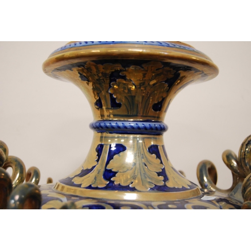 238 - Impressive Italian lustre baluster vase by Robbia Gualdo Tadino in the rococo manner decorated with ... 