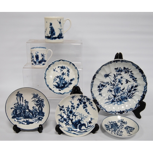 247 - Group of 18th century first period Worcester and Caughley blue and white porcelain, and similar to i... 