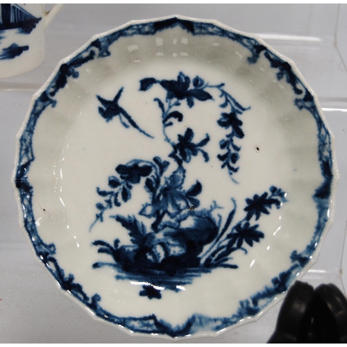 247 - Group of 18th century first period Worcester and Caughley blue and white porcelain, and similar to i... 