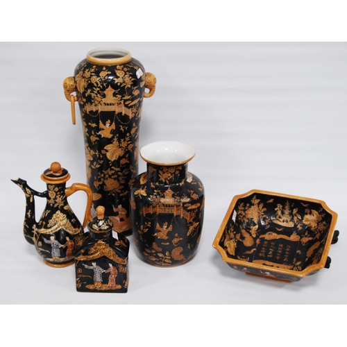 281 - Group of Chinese chinoiserie pottery (You Xian Ju Jianzhi - last quarter of the 20th century) to inc... 