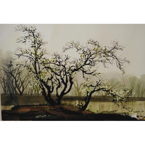 287 - He Zheng Qiang (Chinese, b. 1937)Chinese landscapes, a pairSigned, watercolour, 50cm x 74cm, with ac... 