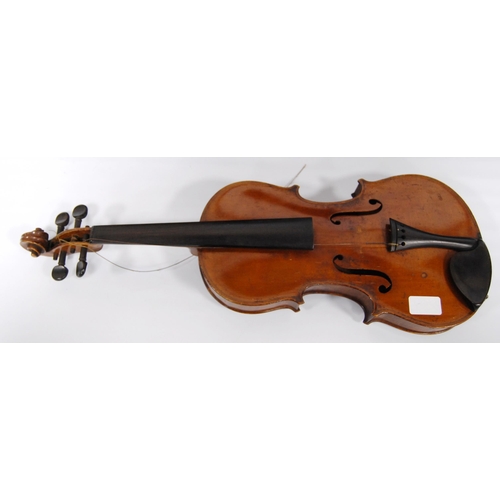 206 - Antique violin, one-piece back, stamped Gesch, no. 614636 to the mount at the chin rest, approximate... 