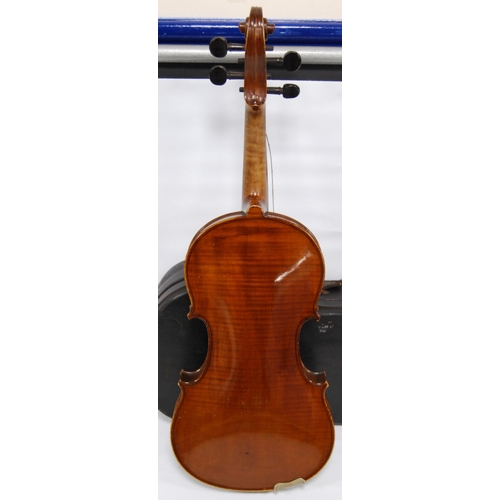 206 - Antique violin, one-piece back, stamped Gesch, no. 614636 to the mount at the chin rest, approximate... 