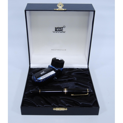 180 - Montblanc Meisterstück fountain pen with 14ct gold nib, no. 4810, with Montblanc ink bottle and cont... 