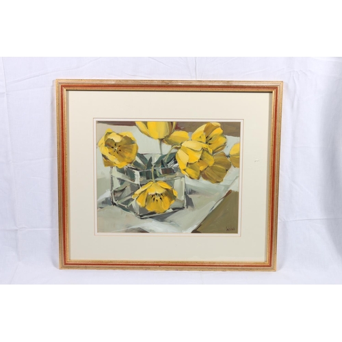 318 - ETHEL WALKER (Scottish b 1941) *ARR*, Yellow GlassGouache, signed lower right 17cm x 34cm. frame 46c... 