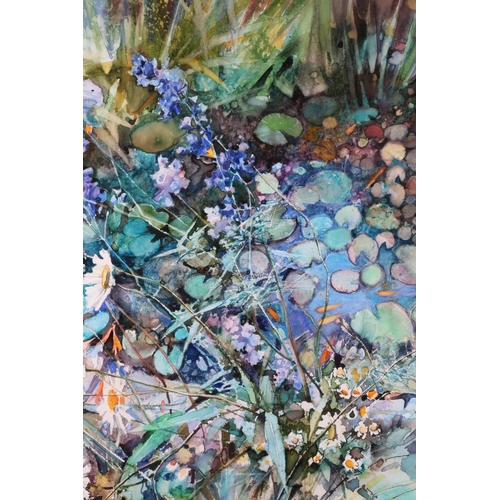 320 - JEAN B MARTIN RSW (Scottish b1947) *ARR* Waterlilies and Goldfish Watercolour, unsigned, 69cm x 51cm... 