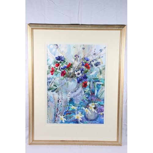 321 - JEAN B MARTIN RSW (Scottish b1947) *ARR* Anemones and Narcissi Watercolour, unsigned, 56cm x 39cm, f... 