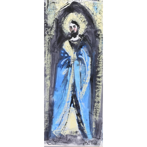 323 - ANN ORAM RSW (Scottish b 1956) *ARR* Angel Watercolour, signed lower right, 46cm x 18cm, frame 58cm ... 