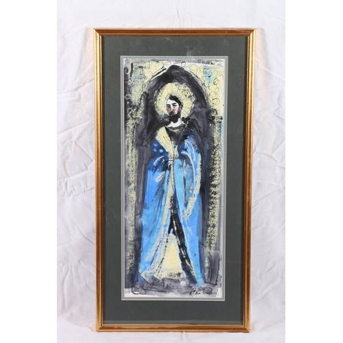 323 - ANN ORAM RSW (Scottish b 1956) *ARR* Angel Watercolour, signed lower right, 46cm x 18cm, frame 58cm ... 