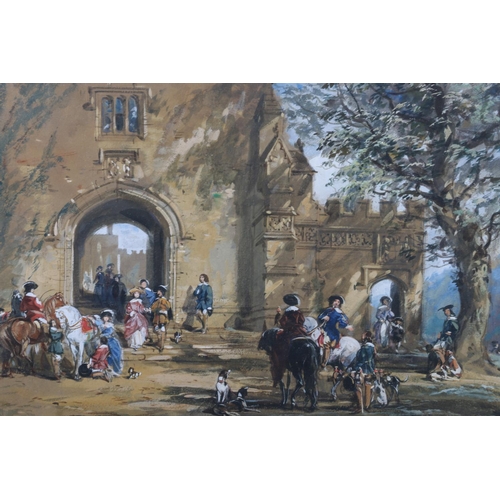 324 - JOSEPH NASH OWS (British 1808-1878) Haddon Hall Derbyshire Watercolour, signed with initials lower l... 