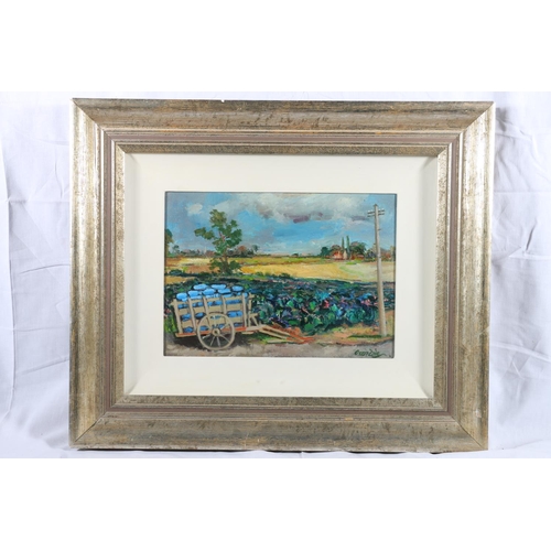 327 - WILLIAM CROSBIE RSA RGI (Scottish 1915-1999) *ARR* Cabbage Field Grantchester Road Oil, signed lower... 