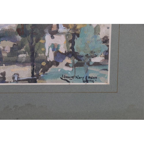 328 - JAMES KAY RSA RSW (Scottish 1858-1942) River city Gouache, signed lower right, 26cm x 35cm, frame 39... 