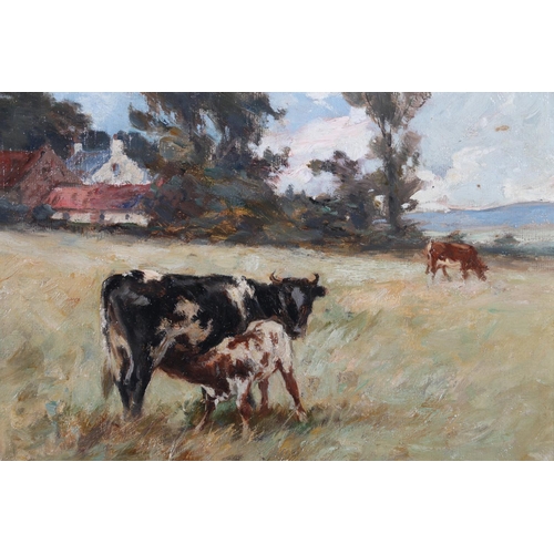 331 - JOE JOSEPH MILNE (Scottish 1857-1911) Calf feeding Oil on canvas, signed lower right, 19m x 24cm, fr... 