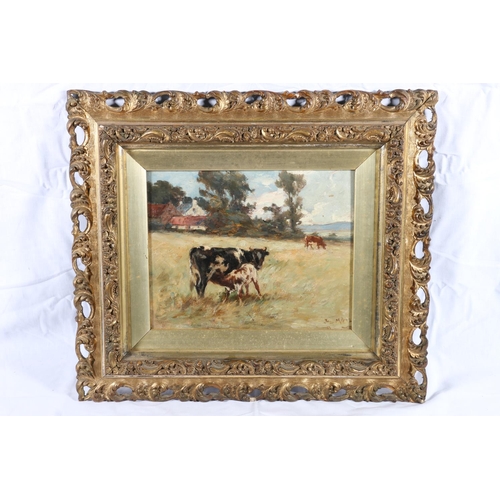 331 - JOE JOSEPH MILNE (Scottish 1857-1911) Calf feeding Oil on canvas, signed lower right, 19m x 24cm, fr... 