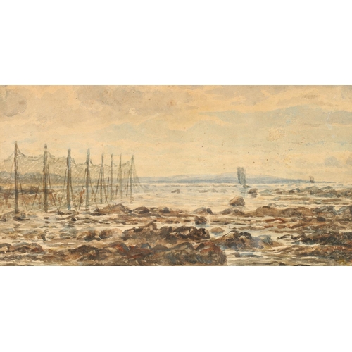 339 - Manner of TOM SCOTT RSA (Scottish 1854-1927) View across a forth Watercolour, unsigned, 9.5cm x 18cm... 