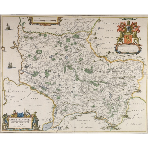 343 - After TIMOTHY PONT (Scottish c1560-1627) Coila Provincia The Province of Kyle Double-sided map print... 