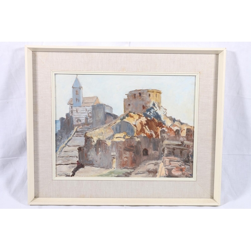 249 - JOHN MCKILLOP (Scottish b1888) Church of Saint Petro Porto Venere Italy Acrylic, signed lower left, ... 