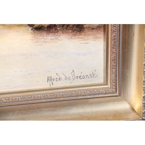 255 - ALFRED DE BREANSKI SNR RBA (Brittish 1852-1928) The Dee at Pen-y-Bont Oil on canvas, signed lower ri... 