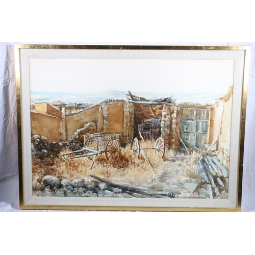 276 - JESUS MENESES DEL BARCO (Spanish 1924-2005)  *ARR* Carros Viejos (Old Carts) Watercolour, signe... 