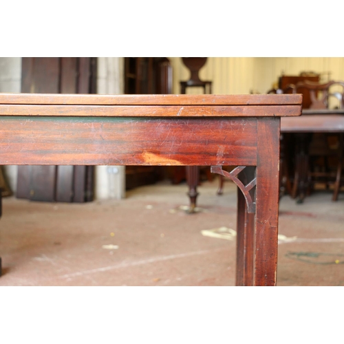 687 - 19th century mahogany and inlaid card table, with fold-over top, supported by gate-leg, 73 x 81 x 40... 