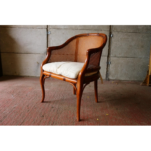 689 - 1970's Grange faux-bamboo chair covered with the still original Viennese mesh, 85 x 60 x 60cm.