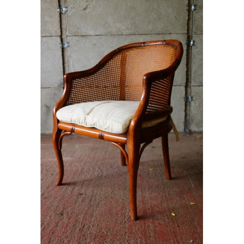 689 - 1970's Grange faux-bamboo chair covered with the still original Viennese mesh, 85 x 60 x 60cm.