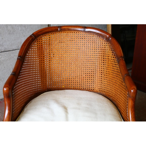 689 - 1970's Grange faux-bamboo chair covered with the still original Viennese mesh, 85 x 60 x 60cm.