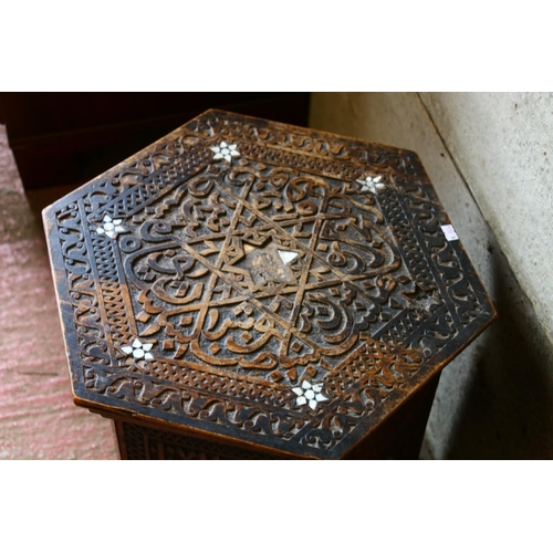 718 - Hoshiarpur table, with bone and mother-of-pearl inlay, 56 x 50cm.