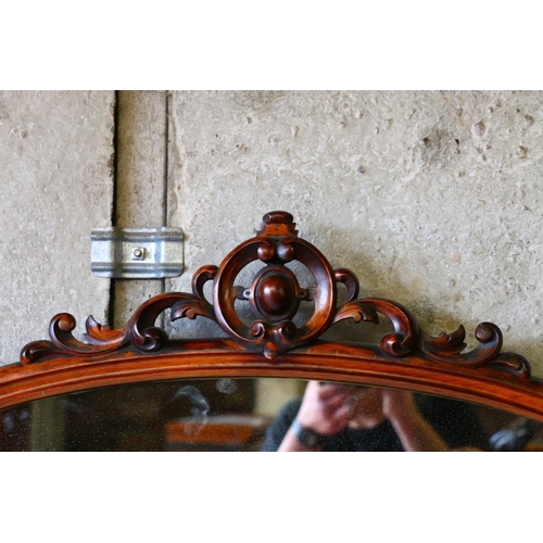 719 - Victorian walnut credenza, with mirror surmount over serpentine marble top, base having central door... 