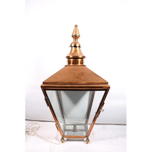 722 - 19th century four glass copper street lantern.