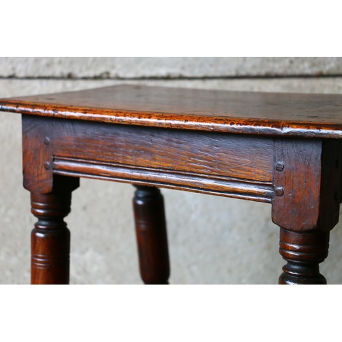 736 - 17th century style oak joint stool, 53 x 28 x 46cm.