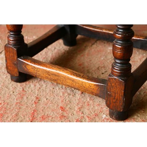 736 - 17th century style oak joint stool, 53 x 28 x 46cm.