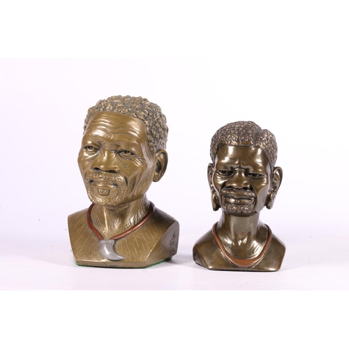 541 - Caspar Darare (1952 - 2001), bronze bust of gentleman, marked H 27 verso, and a resin bust marked SA... 