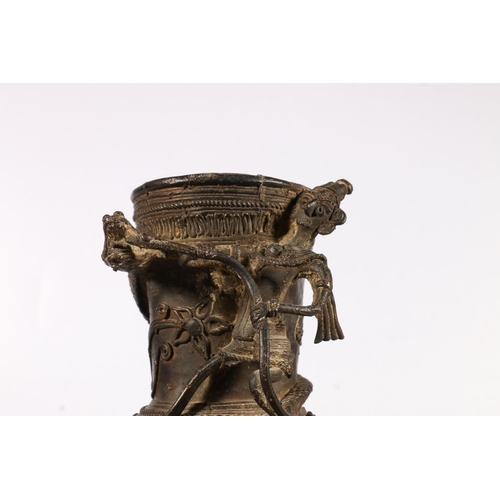 583 - Indian Kondh tribe vase of baluster form depicting figures and giant lizard, 25 m