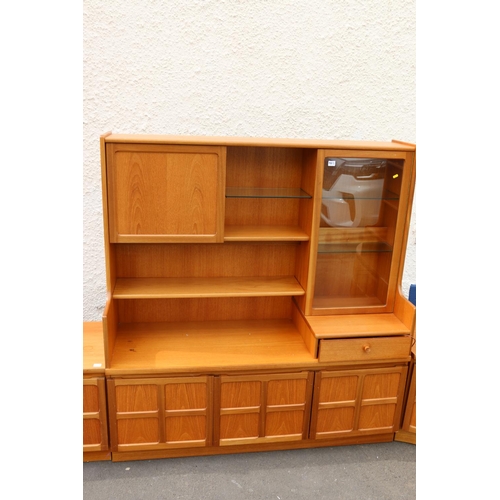 593 - Mid-century teak Nathan Furniture corner wall unit comprising six individually positionable pieces t... 