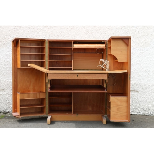 595 - Teak mid-century 'Magic Box' desk, probably by Mummenthaler & Meier of Switzerland, 83 x 103 x 5... 