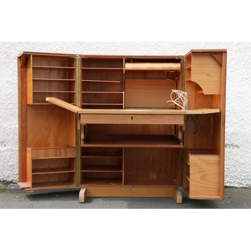 595 - Teak mid-century 'Magic Box' desk, probably by Mummenthaler & Meier of Switzerland, 83 x 103 x 5... 