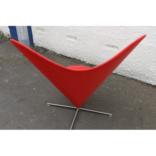 596 - Mid-century design heart cone chair, designed by Verner Panton (Danish 1926-1998) for Vitra.