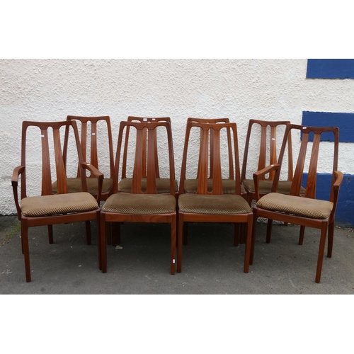 610 - Set of eight (six plus two) mid-20th century teak dining chairs, by Nathan.