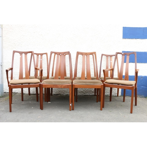 610 - Set of eight (six plus two) mid-20th century teak dining chairs, by Nathan.