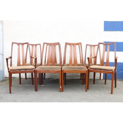 610 - Set of eight (six plus two) mid-20th century teak dining chairs, by Nathan.