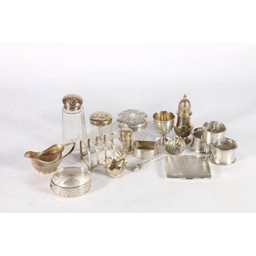 50Q - Group of silver items to include a five bar toast rack by Barker Brothers Silver Ltd, Birmingham 197... 