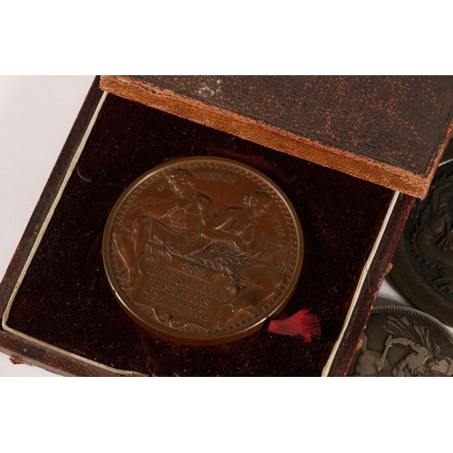 50V - International Inventions Exhibition 1885 bronze medal 45mm diameter in issue case, a British silver ... 