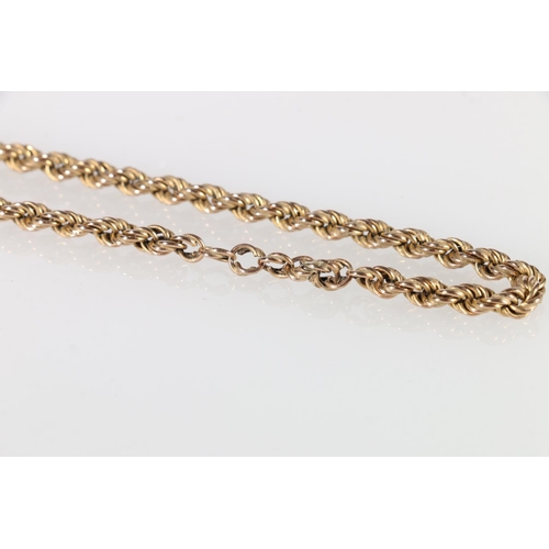 245 - Italian 9ct yellow rope twist neck chain, stamped 'Star 37 AR' for Galgani Alberto of Arezzo, 15g.