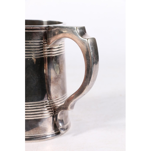 210A - 19th century Elkington silver-plated tankard in the Georgian style, engraved, 'To Dear Papa from Cli... 