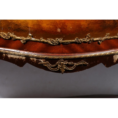 445A - French walnut and mahogany, gilt metal mounted, serpentine shaped marble top, painted commode chest,... 