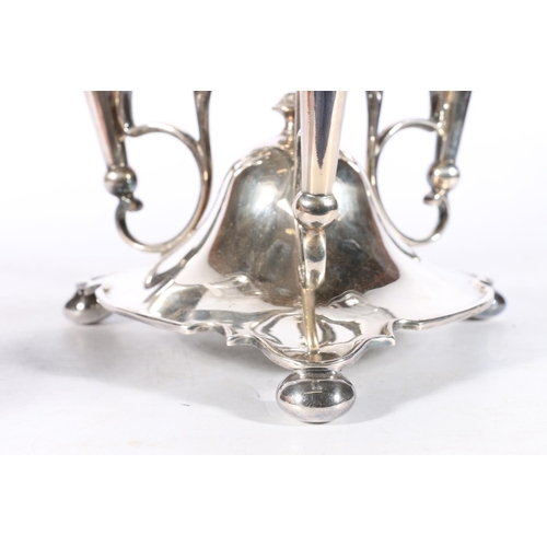 450A - Art Nouveau style James Dixon & Sons of Sheffield silver-plated epergne with four cut-glass flut... 