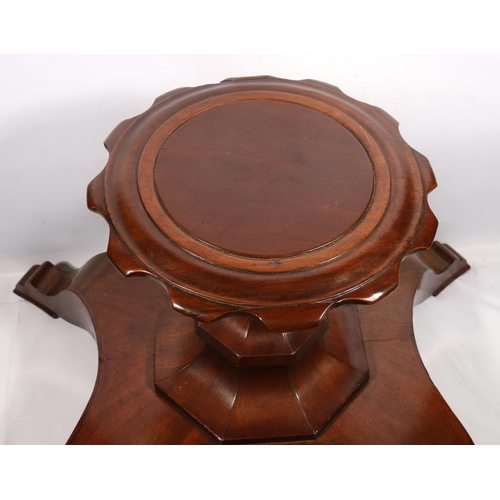 455A - William IV flame mahogany converted urn stand/occasional table, with satinwood stringing, 43 x 72 x ... 