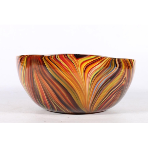 575A - Murano glass candy striped bowl, 10 x 25cm.