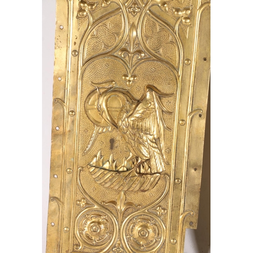 635A - Pair of gilded brass ecclesiastical Arts & Crafts period tabernacle panels, in William Morris st... 